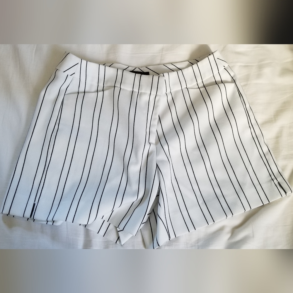 White House Black Market White Striped Trouser Shorts